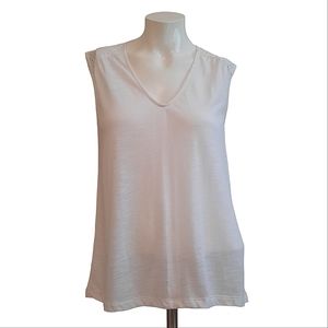Banana Republic White Lightweight Semi-sheer Sleeveless Eyelet Top